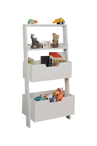Pasifichome Only Oyuncak Montessori Beyaz Kitaplık/Çocuk Odası Oyuncak Sepeti