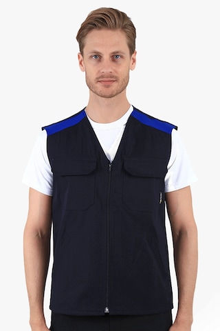 V Yakalı Yelek Lacivert - Saks Mavi