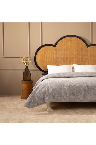Apricitas Elegant Emboss Çift Kişilik Battaniye Gri -