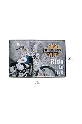Cajuart Ride To Live Motosiklet 20X30 Cm Metal Plaka Metal Tablo