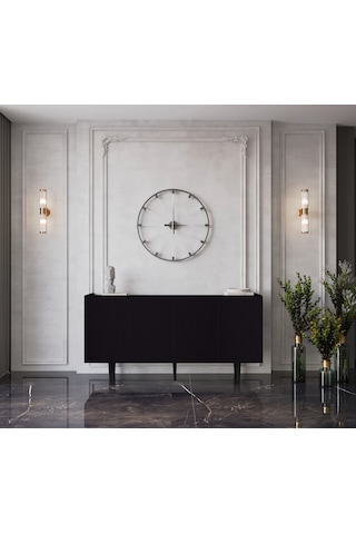 Enwood Capella Siyah Mdf 4 Kapaklı Raflı 160 Lık Konsol