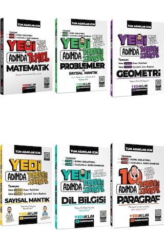 Yediiklim Tüm Adaylar İçin Efsane Yedi Adımda Video Konu Anlatımlı Video Çözümlü Soru Bankası Seti 6 Kitap Yediiklim Tüm Adaylar İçin Efsane Yedi Adımda Video Konu Anlatımlı Video Çözümlü Soru Bankası Seti 6 Kitap