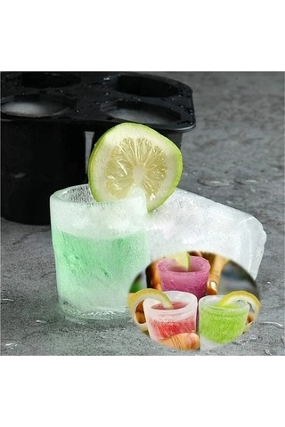 Didadodo Silikon Küp Kalıp Fincan - 4'lü Buz Kalıbı, Siyah - 2 Adet Siyah Yeni Tasarım Siyah