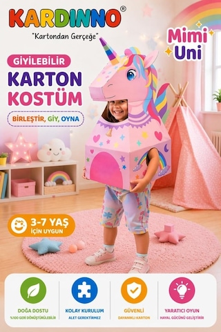 Kardinno Uçan Atınız Mimi Uni Karton Giyilebilir Çocuk Kostümü Etkinlik Parti Doğum Günü Kostüm Kahverengi