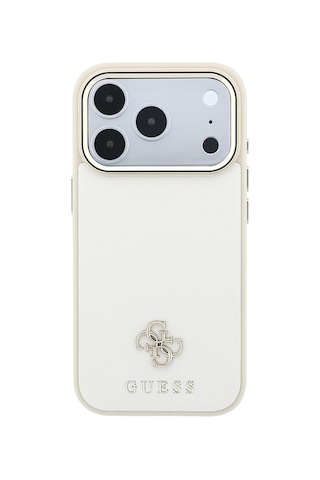 Apple iPhone Uyumlu 18 Pro Max Kılıf Guess Lisanslı M-safeli Klasik Yazı Ve 4g Logolu Pu Deri Saffiano Kapak Bej