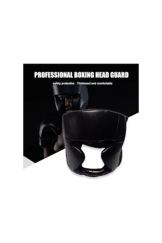 Tam Kapalı Kalınlaşmış Boks Kaskı Erkek Kadın Yetişkin Karate Siyah
