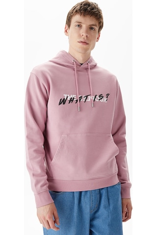 The Kooples Erkek Baskılı Kapüşonlu Pembe Sweatshirt