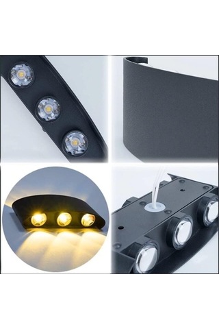 Tepegöz 9w Dekoratif Çift Yönlü Bahçe Aplik Ip65 Su Geçirmez, Mercekli Led, 3200k Günışığı Rengi, İç Ve Dış Mekan Duvar Aydınlatması, Modern Siyah Gövde Diğer