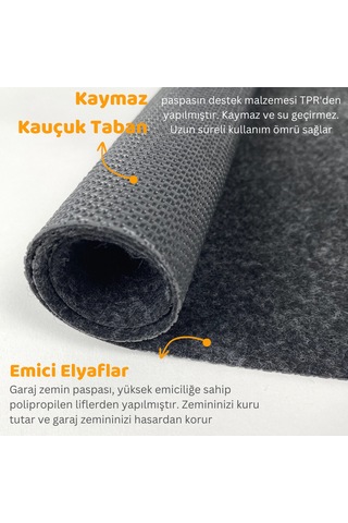 Beylini Garaj Yer Halısı Kaymaz Su Geçirmez Antrasit 183x188