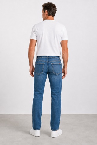 Bihan Store Erkek Yıkamalı Slim Fit Jeans Mc Clap 013-mavi