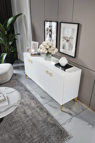 ZEUGMA KONSOL MDF MEBRAN KAPAK BEYAZ GOLD