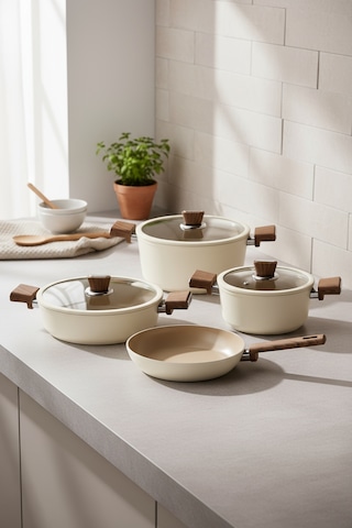 Bernardo Mayasa 7 Parça Seramik Tencere Seti Fil Dişi Fil Dişi