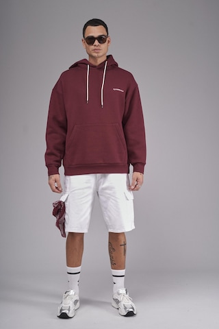 Kapuşonlu Baskılı Oversize Kalıp Unisex Hoodie Sweatshirt Bordo