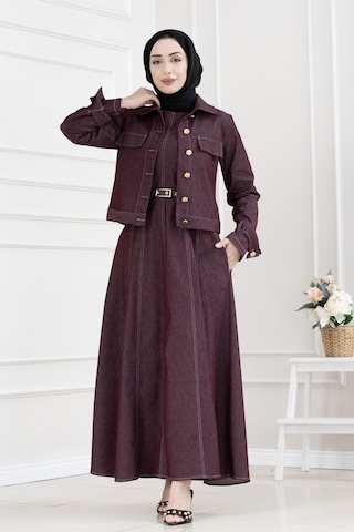 Sevitli Kolu Apoletli Kot Jile İkili Takım-bordo-5656 Bordo