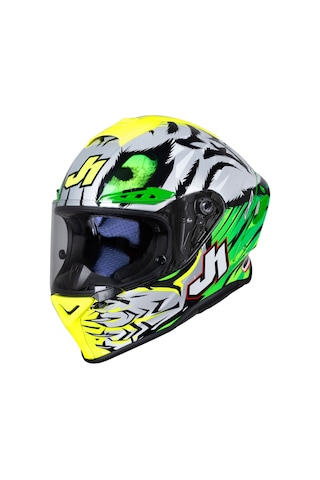 Just1 J-gpr Animal Replica Kapalı Motosiklet Kaskı Siyah Gri Sarı Yeşil Siyah - Gri - Sarı