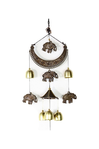 Windchime, Ev Dekorasyonu, Alaşım Rüzgar Çanları Fil Ay Zili Şanslı Feng Shui Kolye