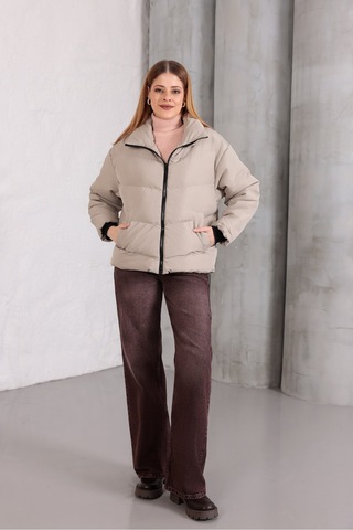 Blayn Jeans Kadın Kapüşonsuz Şişme Mont Bej