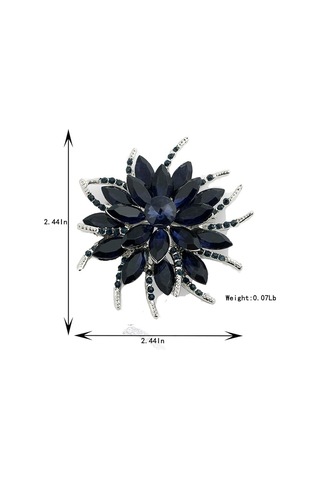 Kadın Gelinler İçin Çiçek Broş Pin Kristal Broş Mavi Oluşturuldu Siyah