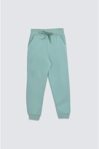 Bunny Hopp 2 Iplik Şardonlu Düz Renk Beli Bağcıklı Cepli Unisex Çocuk Eşofman Altı Yeşil