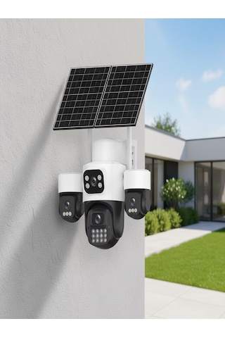 Inox X14 3mp+3mp+3mp+3mp 12mp 4g E-sim Kartlı 2xsolar Panelli 4 Lens 1 Ptz Akıllı Kamera