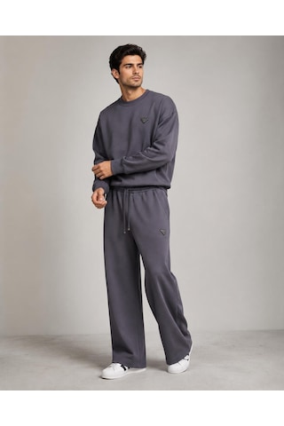 Stormwear Erkek Oversize Bisiklet Yaka Sweatshirt Bol Paça Eşofman Takımı - Yumuşak Doku Wide Leg İkili Takım Füme Stormwear Erkek Oversize Bisiklet Yaka Sweatshirt Bol Paça Eşofman Takımı - Yumuşak Doku Wide Leg İkili Takım Füme