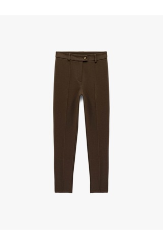 Koton Slim Fit Pamuklu Kahverengi Kadın Tayt 6wal40137ık Kahverengi
