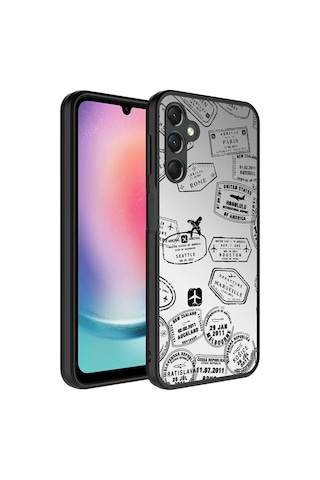 Samsung Uyumlu Galaxy A14 Kılıf Aynalı Desenli Kamera Korumalı Parlak Zore Mirror Kapak Seyahat