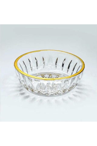 Elif Altın Yaldızlı 6 Parça Cam Lokumluk Royaleks-81084 Renkli