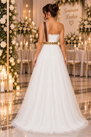Gül&can Butik Abiye Straplez Sade Ve Asil Beyaz
