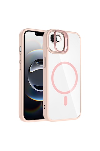 Apple Uyumlu iPhone 17e Kılıf Standlı Ve Kamera Lens li M-safe Şarj Özellikli Zore Etro Kapak - Desert Tita Desert Titanyum
