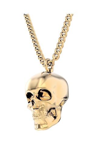 Chocli 18 Ayar Altın Kaplama Skull Kolye