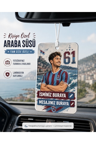 Kişiye Özel Karikatür Çizimli Taraftar Araç Aynası Süsü Trabzonspor Bordo