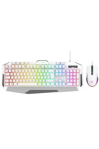 Rampage Km-34 Glare Beyaz Usb Rgb Aydınlatmalı Q 12800 Dpı Mouse Gaming Oyuncu Klavye Set