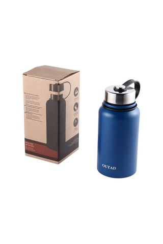 Outad Kaymaz 610ml Çift Duvar Paslanmaz Çelik Büyük Ağızlı Vakum Şişesi - Mavi