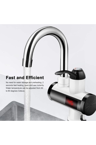 Maoyaya Led Dijital Ekranlı Mutfak Banyo Musluk - Ipx4 Su Geçirmez İnox/ İnox