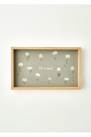 Bella Maison Daisy Dekoratif Cam Tepsi Yeşil 22x37 Cm