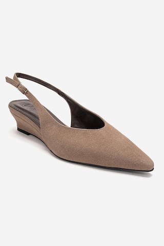 Luvishoes Rosella Vizon Süet Mini Dolgu Kadın Topuklu Ayakkabı