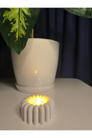 Modern Tealight Mumluk Beyaz