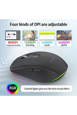 Geeksen 2.4 G Bluetooth 5.1 Çift Modlu Ergonomik Kablosuz Mouse