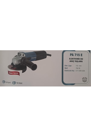 Proter Pa715e Avuç Taşlama - Elektronik Hız Ayarlı - 115mm - 750w