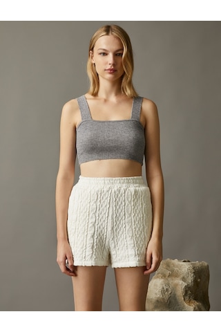 Koton Askılı Triko Crop Top Gri 2wak30013ht Gri