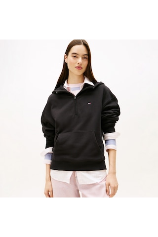 Tommy Hilfiger Bxy S-flag 1/4 Zip Kadın Siyah Sweatshirt Dw0dw21924 Siyah