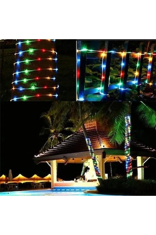 10 Metre 100 Led Solar Rgb Işık Şeffaf Kablolu Çok Renkli