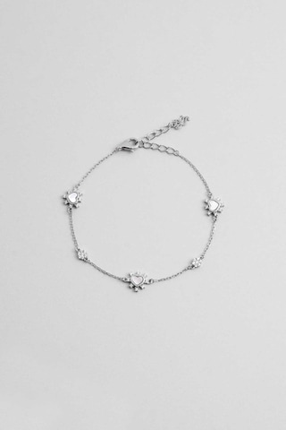 So Chic Aşk Yıldızı 18 Ayar Beyaz Altın Kaplama 19 Cm Gümüş Minimal Bileklik Rodyum
