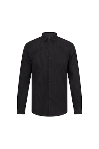 Hatemoğlu Siyah Comfort Fit 100% Pamuk Slim Yaka Uzun Kollu Spor Gömlek Siyah