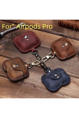 Techbloom Lüks İtalyan Crazy Horse Deri Kılıf Airpods Uyumlu Pro Ve 3 İçin Premium Sığır Derisi Koruyucu Kılıf Coffee Color 01