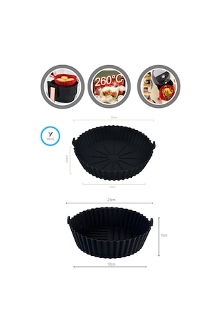 Yayke Silikon Pişirme Kap Air Fryer Hava Fritözü Pişirme Kabı 2Ad Çok Renkli