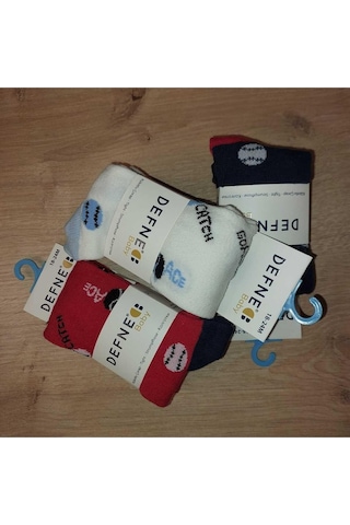 Kopya - 3 Adet Pamuklu Erkek Çocuk Ve Bebek Külotlu Çorap-869 Kırmızı