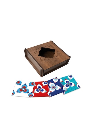 Çini Serisi Çintemani 4'lü Seramik Bardak Altlığı Çok Renkli