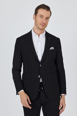 İmza Siyah Mono Yaka Gofreli Esnek 6 Drop Slim Fit Casual Ceket 1002250126 Siyah